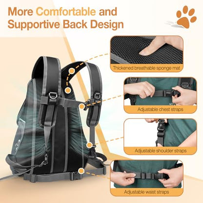 YUDODO Dog Front Carrier Backpack with Sunshade Hood, 2 Head-Out (Front & Side) Breathable Pet Carrier for Small Dog, Ventilated Doggy Backpack for Hiking Outdoor (Upgraded – Black, M) - color: Upgraded – Black