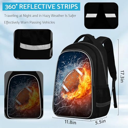 TILYTADLY School Backpack for Boys - American Football Boys Backpack for Kids Children Teens Elementary Middle School - Students Bag for Ages 6-18,17″Bookbag Multifunctional Large Capacity - color: American Football-02-backpack Only