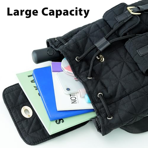 REVOTRA Small Backpack for Women, Mini Puffer Purse with Anti-theft Pocket, Small Waterproof Purse with Magnetic Closure & Multi-Pocket, Lightweight Quilted Daypack for Work, Travel, School - color: Black Magnetic Backpack