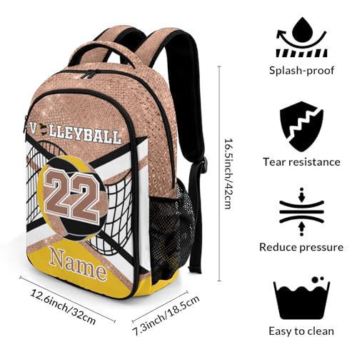 Rose Gold Volleyball Print Customized Waterproof Backpacks Shoulders Daypacks Bags - color: Muilti 24