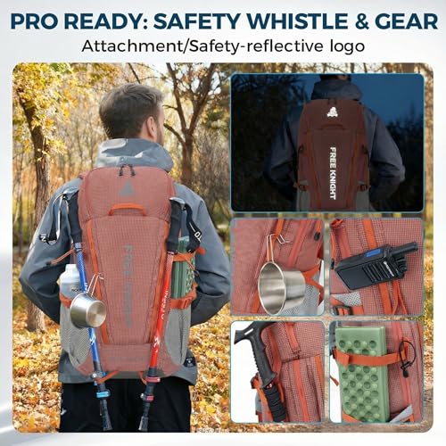Bseash 45L Waterproof Hiking Camping Backpack with Rain Cover, Outdoor Sport Travel Bag Daypack for Climbing Skiing Cycling (Pink) - color: Pink