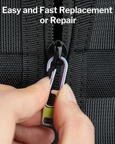 VIPERADE VAT1 Heavy Duty Titanium Zipper Pulls Replacement, Universal Zipper Pull Tab Repair Kit for Jackets, Coats, Suitcases, Luggage, Backpacks, Handbags and EDC Pouches - color: 2 Black 2 Polished, size: 1.65" × 0.35"