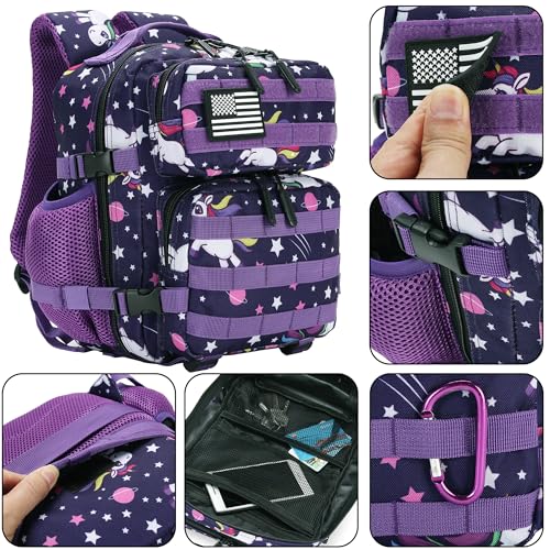 9L Mini Tactical Backpack for Men and Women Tactical Backpack Small for Hiking Small Tactical Bag Fitness Pack - color: Purplestar