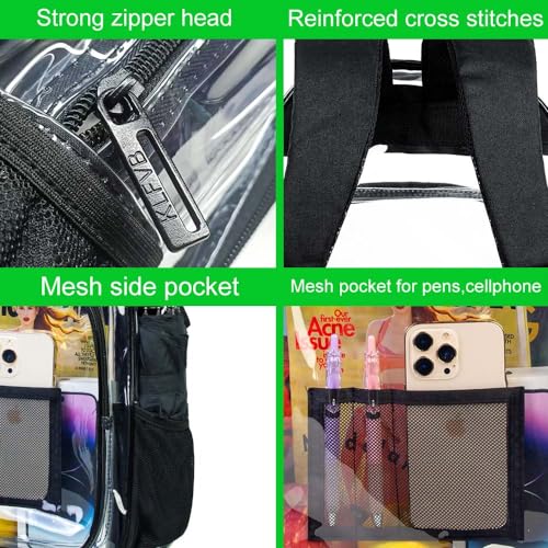 gxtvo Clear Backpack, Heavy Duty Transparent Bookbag, See Through Backpacks for Women Men | Heavy Duty - color: Black 2