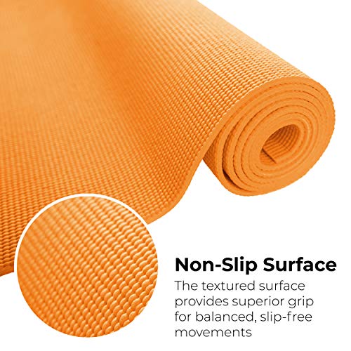 10-Pack Yoga Mat, 68" x 24" Non Slip Exercise Mat, 4mm Thick Gym Mat for Fitness and Stretching, Bulk Non Toxic Yoga Mats for Schools and Studios - color: Orange