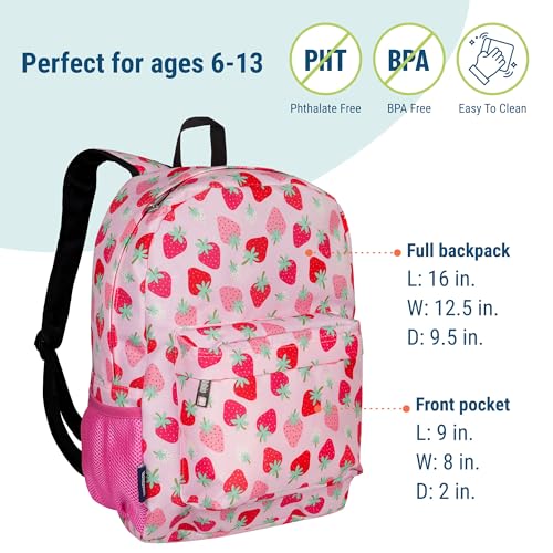 Wildkin 16-inch Kids Backpack – Durable, Padded & Spacious School Bag for Boys & Girls - Strawberry Patch - color: Strawberry Patch