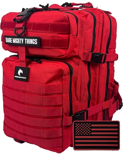 AMERICANPHOENIX 45L Elite Tactical Backpack | 3X Stronger Work & Military Backpack | Water Resistant and Heavy Duty | 3 Day MOLLE Bug Out Bag (Scarlet Sage) - color: Scarlet Sage