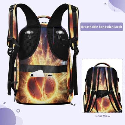 Bolaz Glowing Basketball Travel Backpack Laptop for Men Women Work Carry On Bag College Daypack Personal Item Bag Large Water Resistant