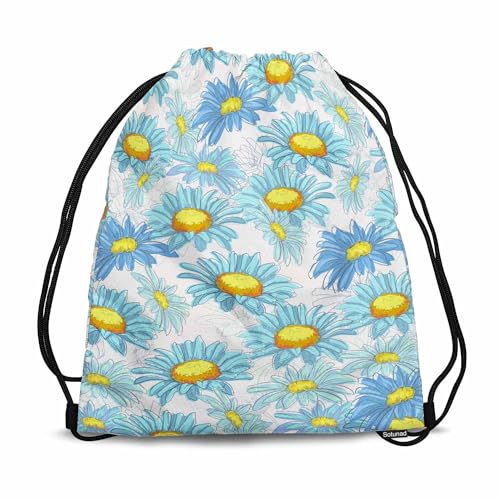 Blue Chamomiles Drawstring Bags Sports Bag Beautiful Flowers Blossom Draw String Back Bag Men Women Adults 14x16.9 Inch - color: Blue Chamomiles