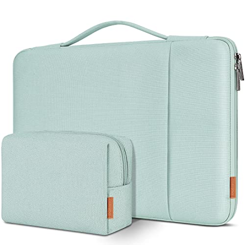 DOMISO Laptop Case Laptop Sleeve Cover for 14 inch Mac Book Pro M4/M3/M2/M1 Pro/Max, Compatible with 13.3 inch HP Dell ASUS Notebook, Water-Resistant Bag with Scalable Handle and Small Case,Mint Green - color: Mint Green, size: 13-13.3 inch