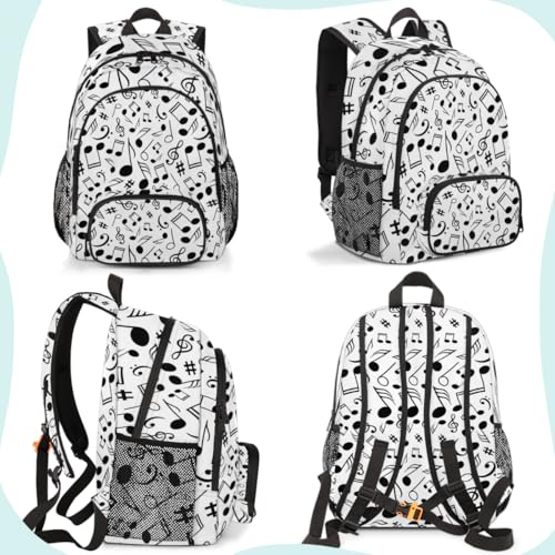 Black And White Music Laptop Backpack for Women Men, Musical Notes Work Travel Computer Backpacks, 18.3 Inch Large Computer Nurse Teacher Bags Casual Daypack - color: Multicolor 16