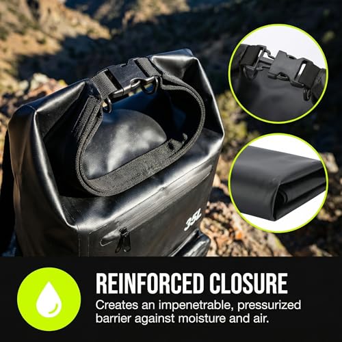 Greencity 100% Waterproof Roll-Top Dry Bag Backpack with Front Splash-Proof Pocket, Lightweight Floating Pack for Kayaking, Hiking & Travel,35L (Black) - color: Black