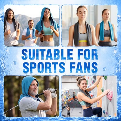 Honoson 20 Pcs12x25 Inch Cooling Hoodie Towel Bulk for Neck and Face 40x12 Inch Quick Dry Sweat Towels Instant Ice Cold Towel for Hot Weather Run Yoga Gym(Dark Gray,Light Blue) - color: Dark Gray,light Blue