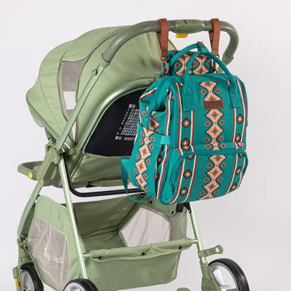 Montana West Wrangler Callie Diaper Bag Backpack with Stroller Straps Multifunction Baby Travel Bag WG2204-9110GN - color: Green