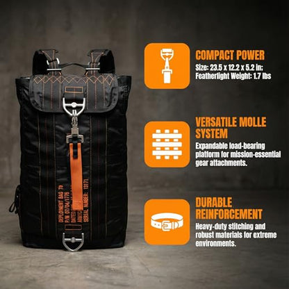 Military Tactical Backpack Parachute Buckles Hook Nylon Rucksacks Flight Backpacks Day Pack for Outdoor,Hiking,Camping (Black) - color: Black