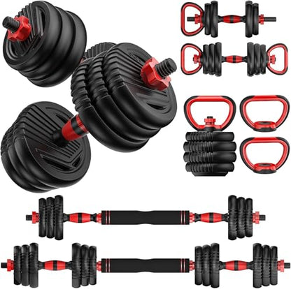 Adjustable Dumbbells, 20/30/45/70/90lbs Free Weight Set with Connector,5 in1 Dumbbells Set Used as Barbell,Kettlebells,Push up Stand,Fitness Exercises for Home Gym Suitable Men/Women - style: 90LB(45LB Pairs)