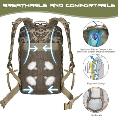 WOLT Military Tactical Backpack for Men 45L Molle Backpack 3 Day Assault Pack Bug Out Bag, Heavy Duty Rucksack for Hiking Gym, Camouflage Khaki - color: Camouflagekhaki