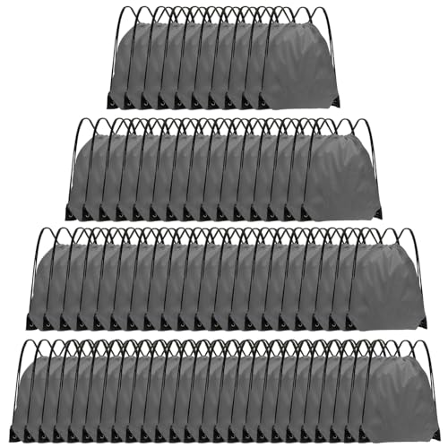 Grneric Drawstring Backpack Bulk 70Pcs String Backpack Drawstring Bags Cinch Bag Sackpack for Men Women Gym(Grey) - color: Grey