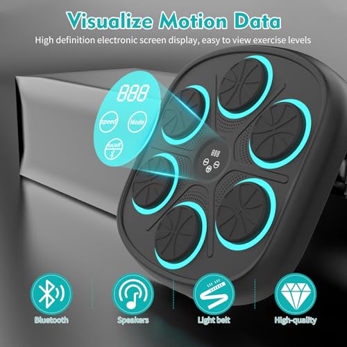 Music Boxing Machine, Wall Mounted Punching Bag with Bluetooth, Boxing Training Workout Equipment with Gloves, Ideal Gift for Kids and Adults, Home, Office and Gym - color: Black