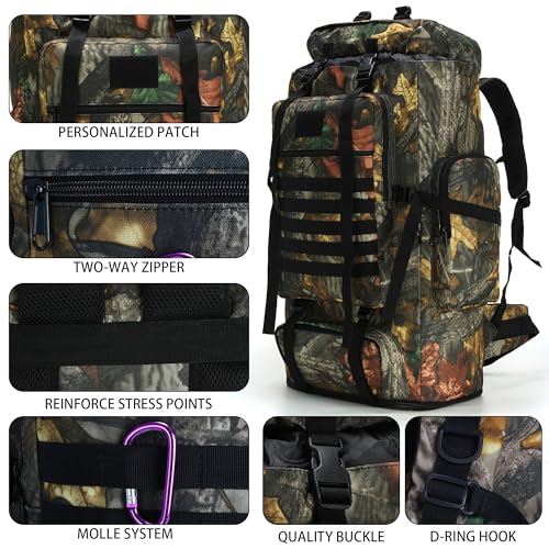 Hiking Backpack for Men 70L/100L Camping Backpack Military Rucksack Molle 3 Days Assault Pack for Climbing | Camping Backpack - color: 100l-maple