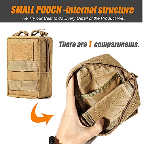 Upgraded Sports Water Bottles Pouch Bag, Tactical Drawstring Molle Water Bottle Holder Tactical Pouches, Travel Mesh Water Bottle Bag Tactical Hydration Carrier - color: Tan-3Pouch