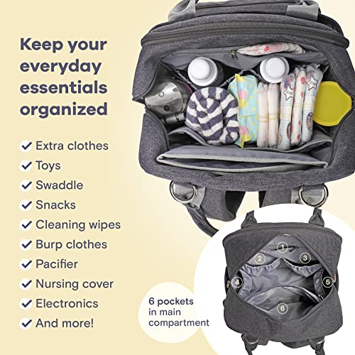 RUVALINO Diaper Bag Backpack-Expandable Baby Bag with up to 50% Capacity -Baby Essentials Bag with Changing Pad Insulated Bottle Holders & Pacifier Case, Waterproof, Dark Gray XL - color: Dark Gray