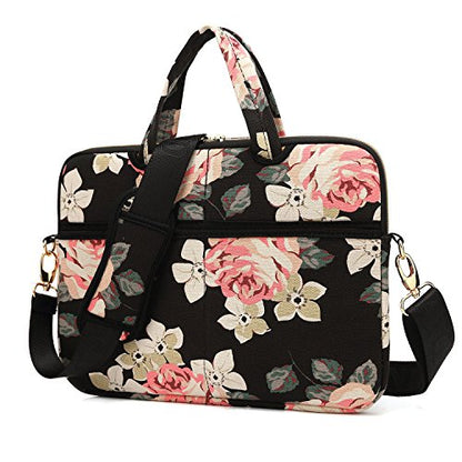 kayond Black Rose Patten water-resistant Laptop Shoulder Messenger Bag Case Sleeve for 12 Inch 13 Inch Laptop - color: Black Rose, size: 13-13.3 inch