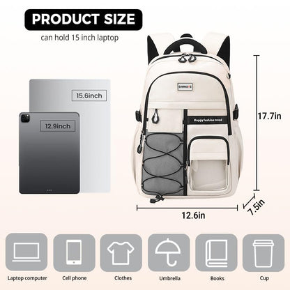 Laptop Backpack Large Cool Aesthetic Waterproof Hiking Travel Backpacks Multiple Pockets Book Bag for College Women Men (Navy Blue) - color: Navy Blue