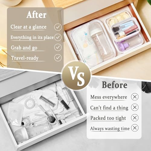 5 Pcs Clear Hard Shell Zipper Case for Diaper Bag and Tote Organization – Hard Clear Zipper Cases Travel Set for Keys, Wipes, Toiletries, Cables (3M+2XS) (M+3XS) - size: M+3XS