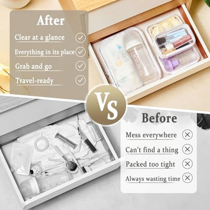 5 Pcs Clear Hard Shell Zipper Case for Diaper Bag and Tote Organization – Hard Clear Zipper Cases Travel Set for Keys, Wipes, Toiletries, Cables (3M+2XS) (M+3XS) - size: M+3XS