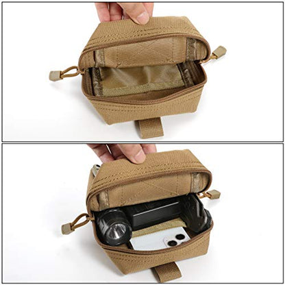 FRTKK 2 Pack Molle Pouches - Tactical Compact Water-Resistant EDC Pouch Bag Small Utility Pouch - color: 2 Pack-ACU