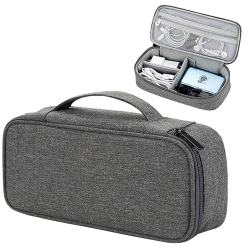 Teskyer Tech Organizer Pouch – Portable Waterproof Electronics Bag with Compartments for Cables, Chargers, Earbuds & Phone (Dark Grey) - color: Dark Grey, size: Single Layer
