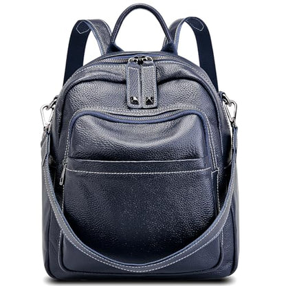 BOYATU Genuine Leather Backpack Purse for Women: Anti Theft Convertible Soft Backpacks - Elegant Womens Travel Backpack (08 Medium-Royal Blue) - color: 08 Medium-royal Blue