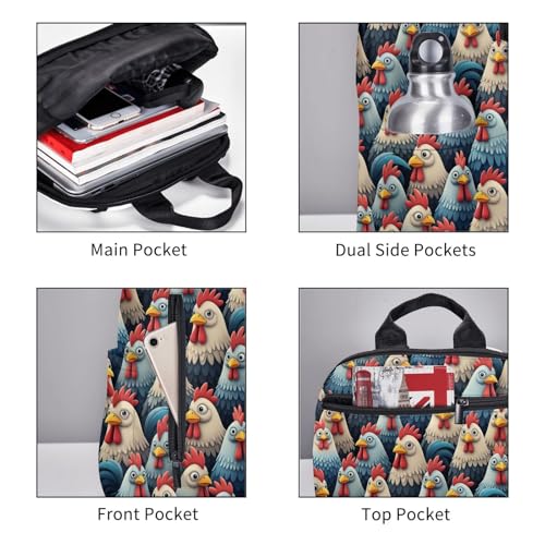 Eco Polyester Backpack Cute Chickens, Ergonomic Straps, Fits Tablet, for Work or Hiking - color: Picture (197)