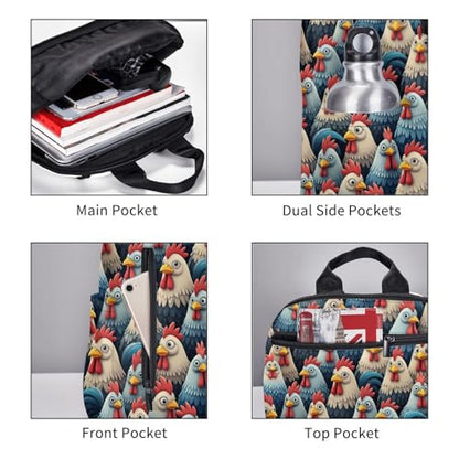 Eco Polyester Backpack Cute Chickens, Ergonomic Straps, Fits Tablet, for Work or Hiking - color: Picture (197)