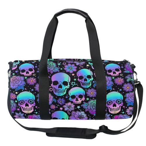 MNSRUU Duffel Bags Funny Skulls Sports Gym Bag Travel Luggage Overnight Bags for Men Women Duffel Bags for Traveling - color: Goth 13