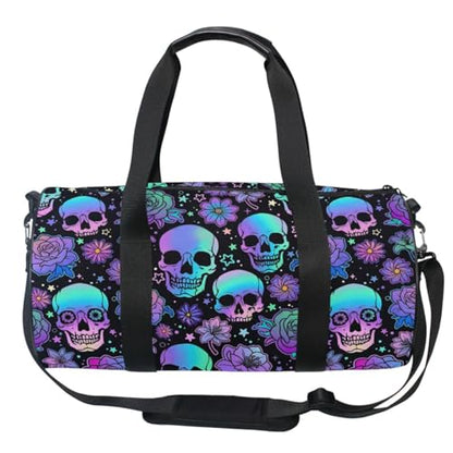 MNSRUU Duffel Bags Funny Skulls Sports Gym Bag Travel Luggage Overnight Bags for Men Women Duffel Bags for Traveling - color: Goth 13
