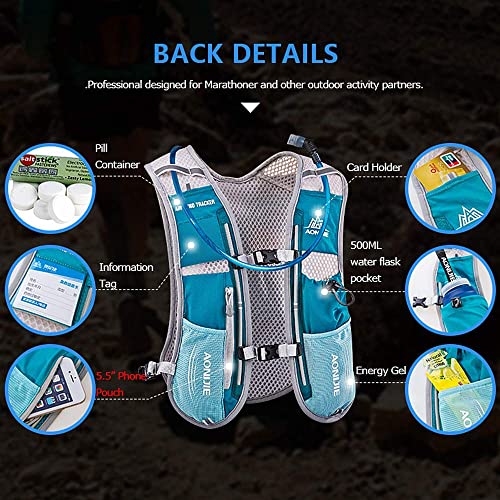 AONIJIE Hydration Vest Pack Backpack 5L 5.5L Marathoner Running Vest Race Hydration for Women and Men Trail Run Hiking Jogging - color: Orange and No Water Bladder