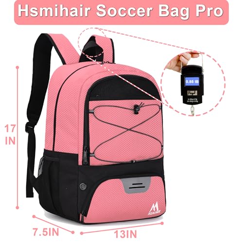Hsmihair Soccer Bag-Soccer Backpack&Backpack for & Football Volleyball & Basketball,with Ball Compartment and Separate Cleat - color: Light Pink