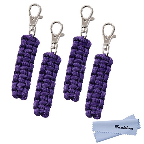 4 Pack Paracord Zipper Pulls for Backpacks, Tents, Trolley Cases, Traveling Cases, Jackets and Many Other Items that with Zippers - color: Purple