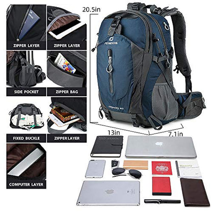 FENGDONG 40L Waterproof Lightweight Outdoor Daypack Hiking,Camping,Travel Backpack for Men Women Blue - color: A1-blue