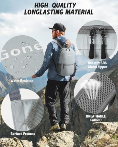 Gonex Packable Daypack Backpack 20L Lightweight Foldable Travel Bag - color: Light Grey