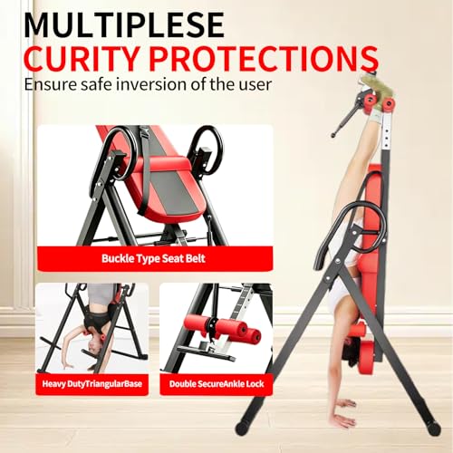 Inversion Table, Back Stretcher Machine for Back Pain Relief, Back Decompression, Hang Upside Down Back Stretcher, Lumbar Support, Easy to Assemble, Heavy Duty Up to 300LBS with Wider Backrest
