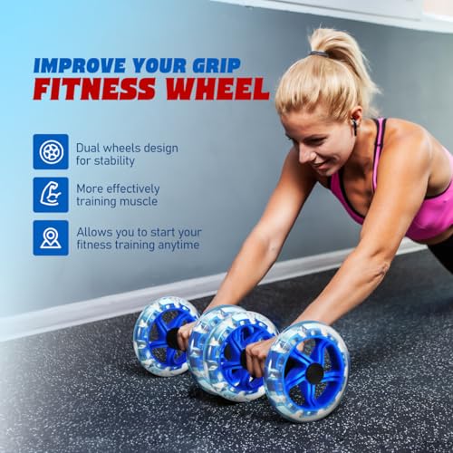 NOLITOY Dual-wheel Fitness Roller for Core Strengthening and Tummy Shaping Non-slip Handles Lightweight Abdominal Exercise Wheel for Men and Women Blue