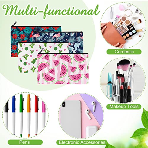 Reginary 20 Pcs Makeup Bags Gifts for Women Canvas Cosmetic Bags with Zipper Bulk Gift for Women Travel Purse Organizer Pouch Accessory, Toiletry Large Capacity, 7 x 4.3 Inch(Summer) - style: Summer
