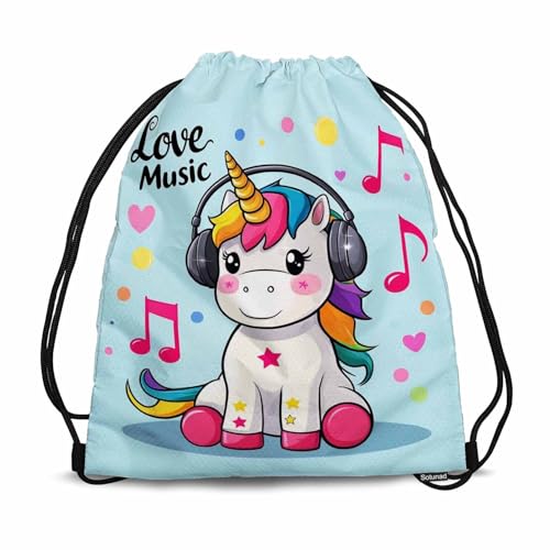 Cute Cartoon Unicorn Wear Headphones Hear Love Music Heart Gym Backpack Lightweight Waterproof Sports Backpack Stroage Shoes Ball - color: Cute Cartoon Unicorn