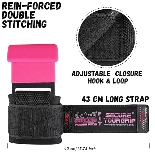 Weight Lifting Rod Hooks Heavy Duty Wrist Wraps Power Weight Lifting Training Gym Grips Straps Set of 2 - color: Classic PINK, size: WOMEN-Wrist Size Small/Medium