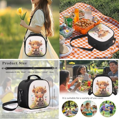 Kids Backpack 3 PCS Set Cartoon Highland Cow Backpacks Set for Boys Girls 3 in 1 School Bag Bookbag with Lunch Box Pen Bag Set for Elementary Kindergarten - color: Highland Cow