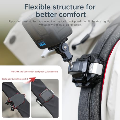 FALCAM F38 Backpack Camera Clip V2 with Plate, Arca-Swiss Quick Release, 30kg/66lb Heavy Load, Dyneema Safety Strap, Belt & Strap Mount for DSLR Action Mirrorless – Black - size: Clip with Plate