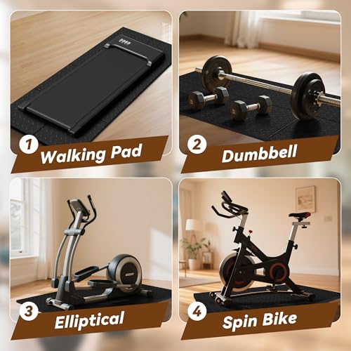 Walking Pad Mat for Carpet and Hardwood Floors, 0.25" Thick Foldable Treadmill Mat for Floor Protection, Non-Slip High Density for Bike, Elliptical, Home Gym Use - size: 55"L x 23.6"W x 0.3"Th